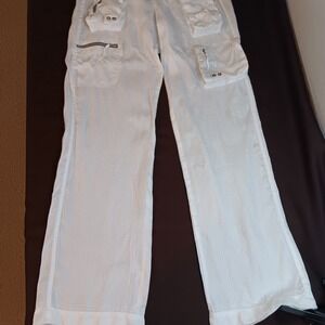Pete&Greta for Pant White Linen Cargo Pants Unisex Pockets Size 6
